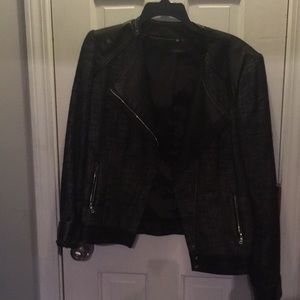 Tahari moto jacket size 12. Tweed/faux leather